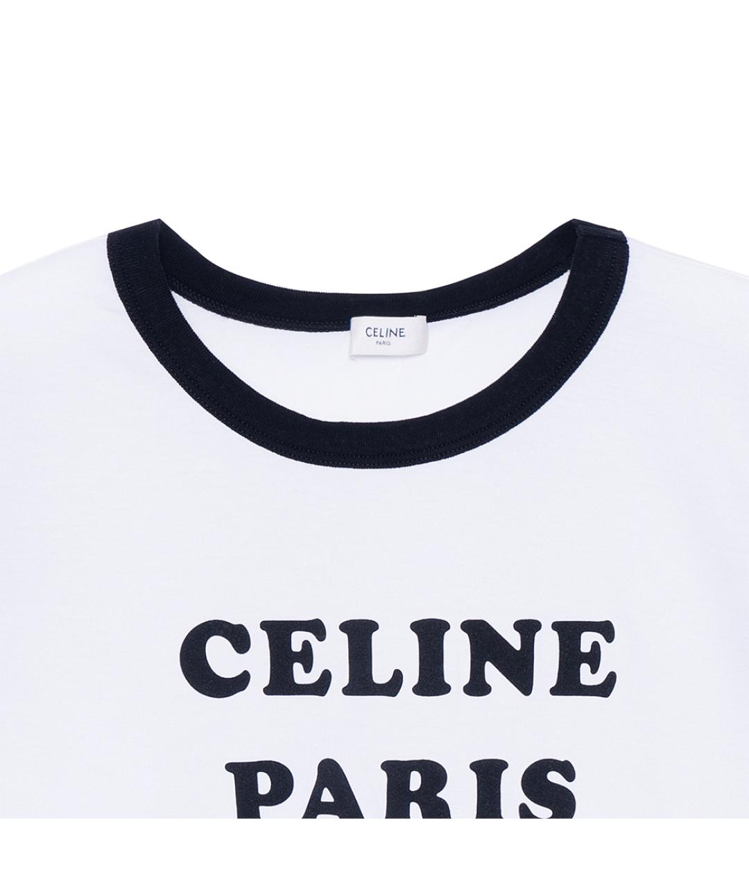 CELINE Белая хлопковая футболка, фото 3