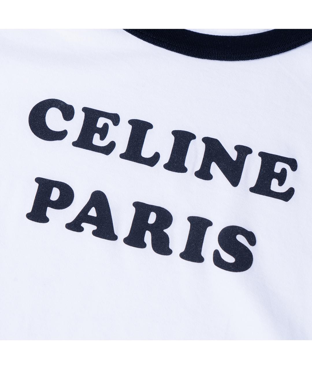 CELINE Белая хлопковая футболка, фото 5
