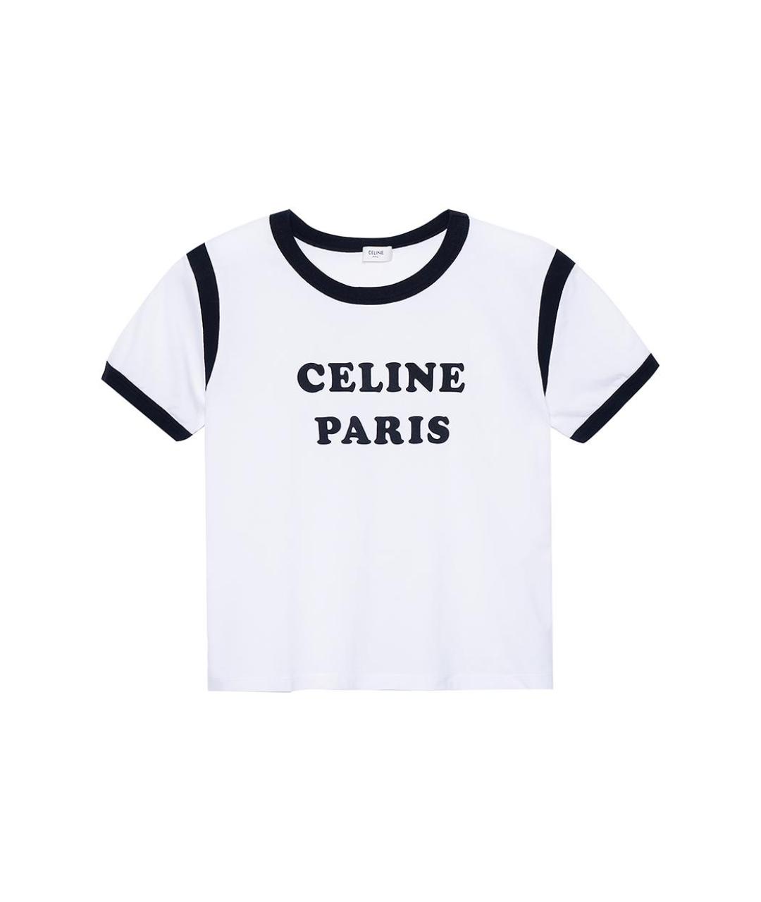 CELINE Белая хлопковая футболка, фото 1