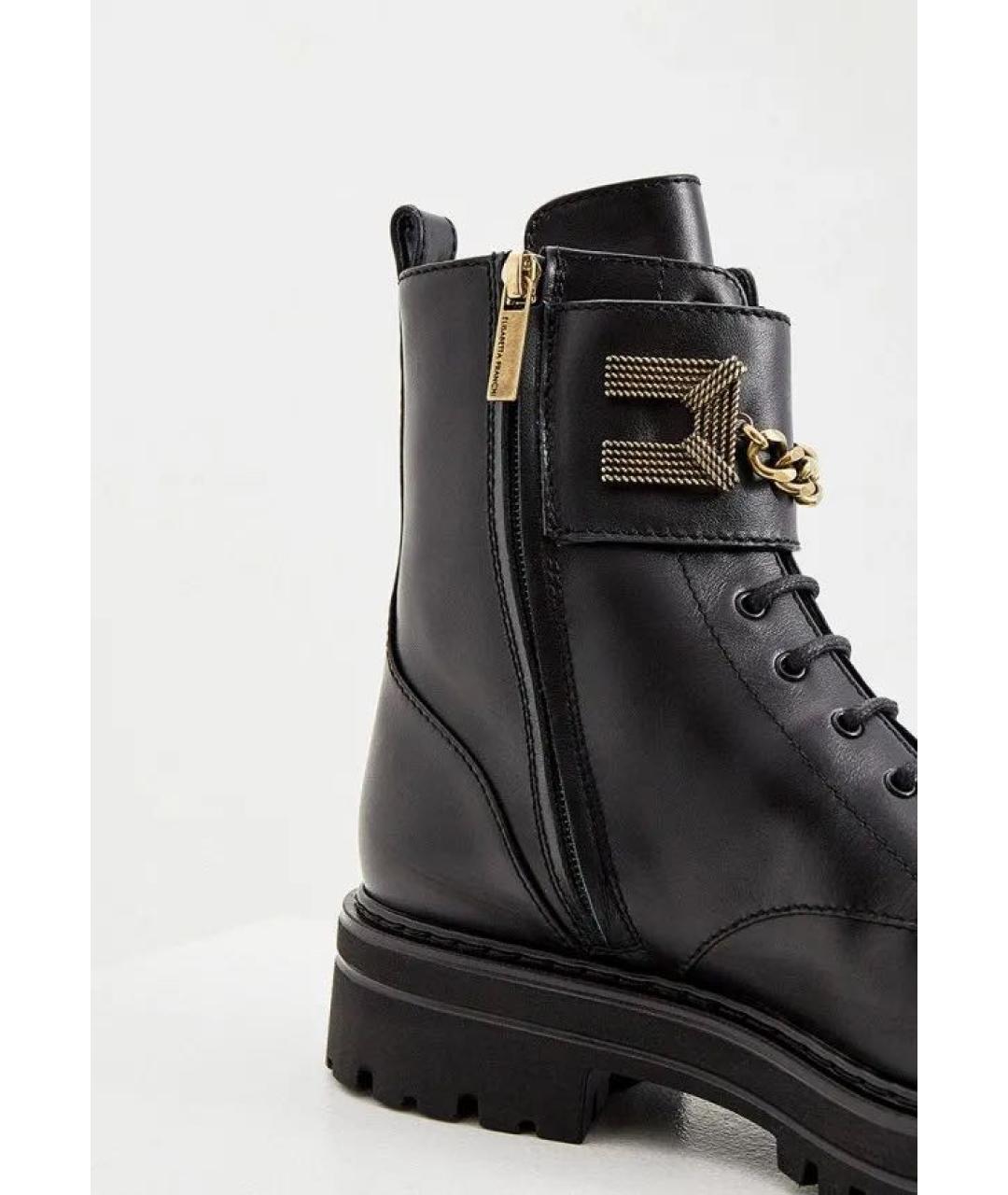 ELISABETTA FRANCHI Черные кожаные ботинки, фото 4