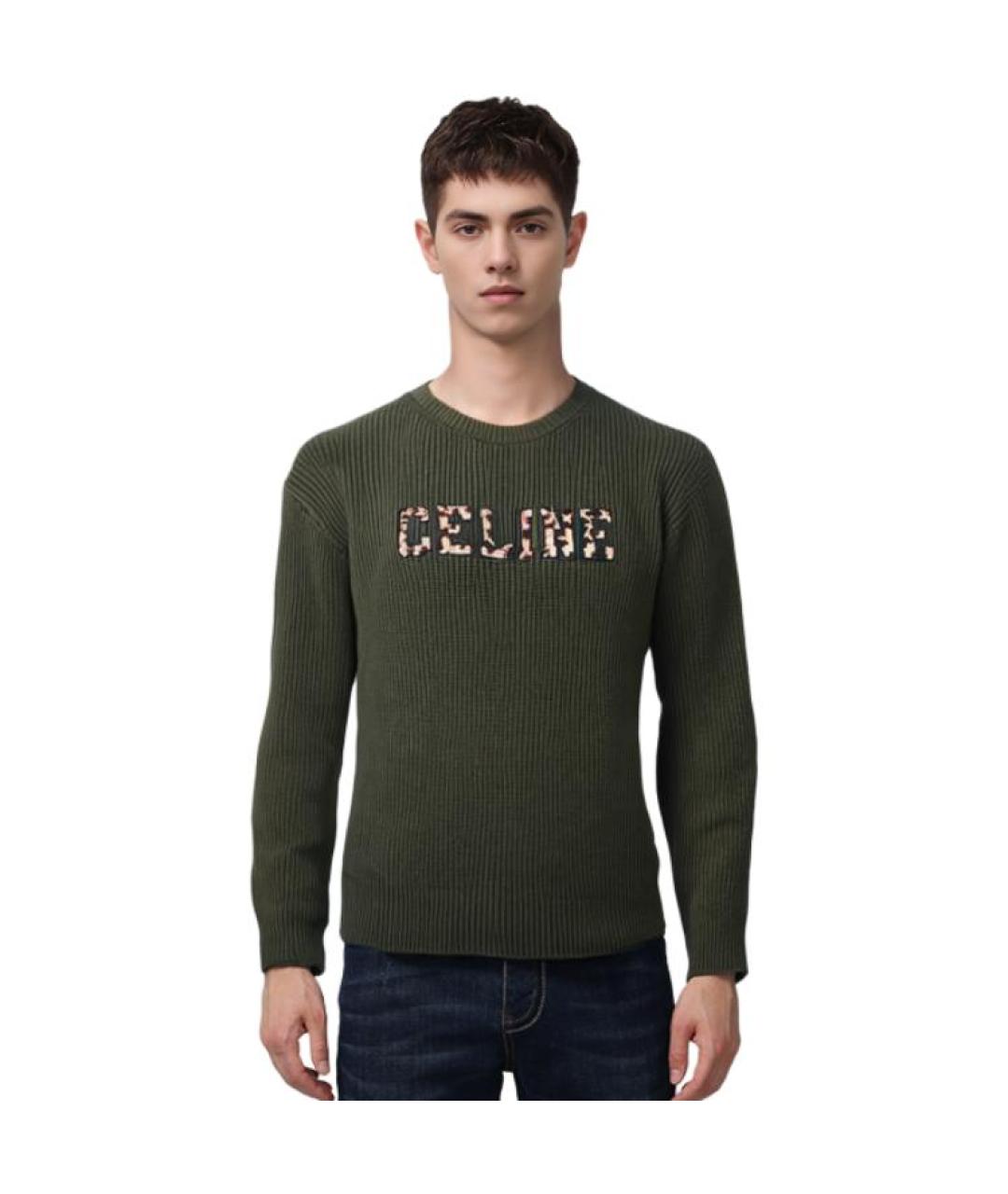 CELINE Зеленый шерстяной джемпер / свитер, фото 3