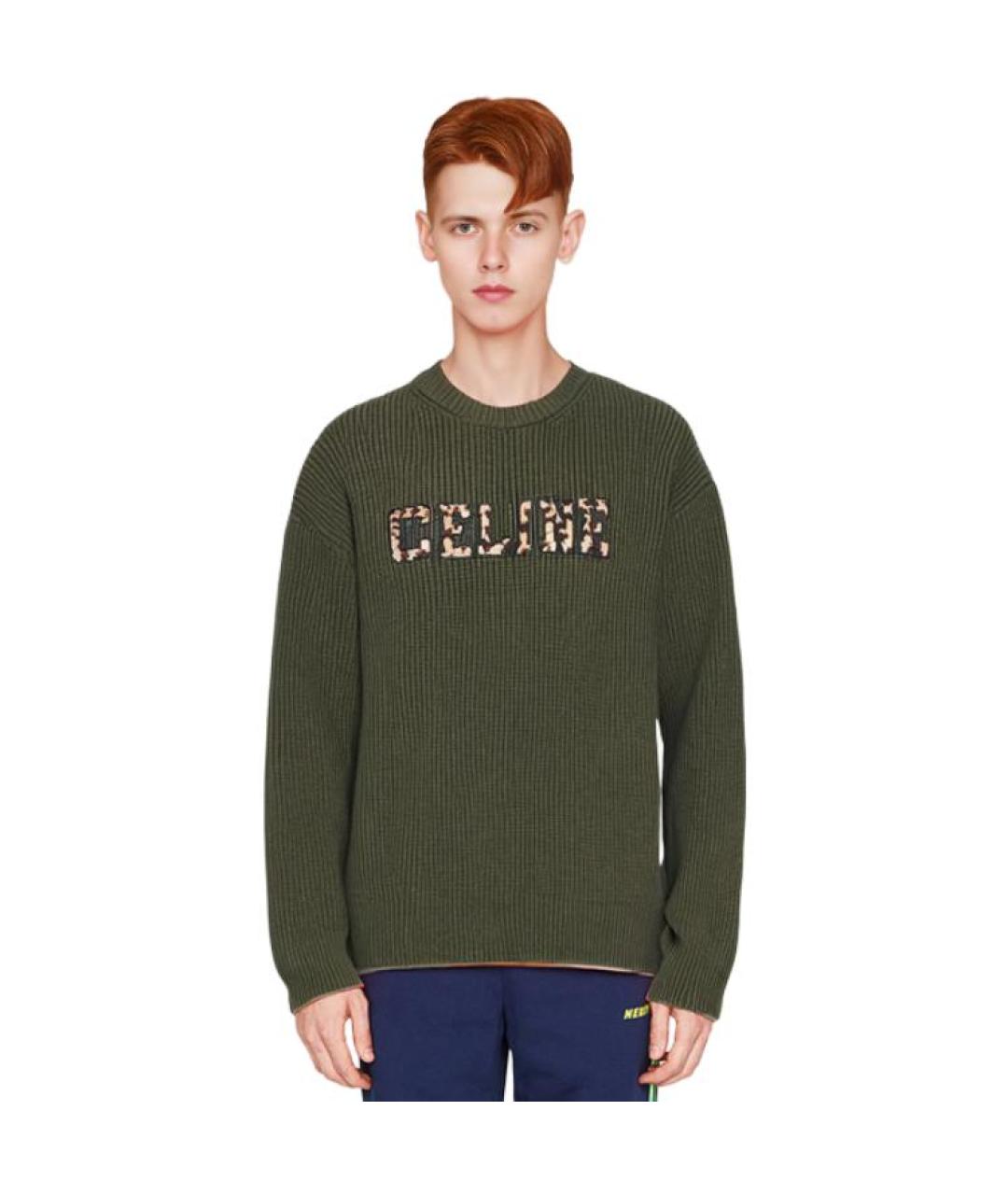 CELINE Зеленый шерстяной джемпер / свитер, фото 4
