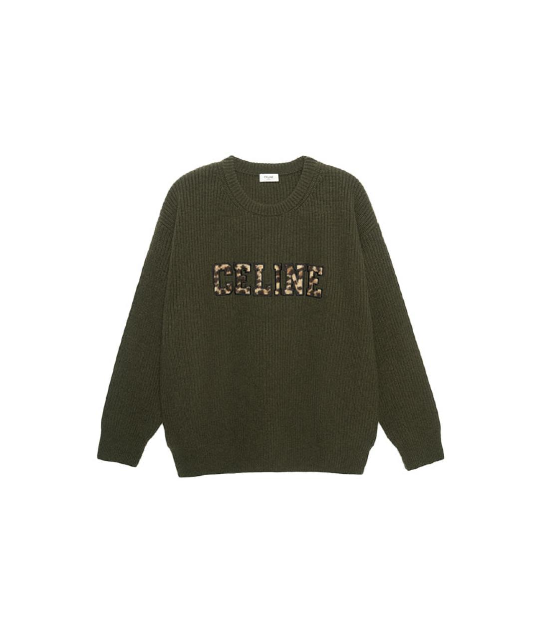 CELINE Зеленый шерстяной джемпер / свитер, фото 1