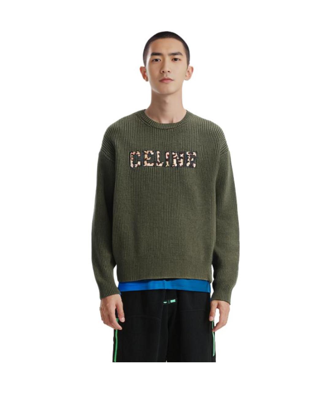 CELINE Зеленый шерстяной джемпер / свитер, фото 5
