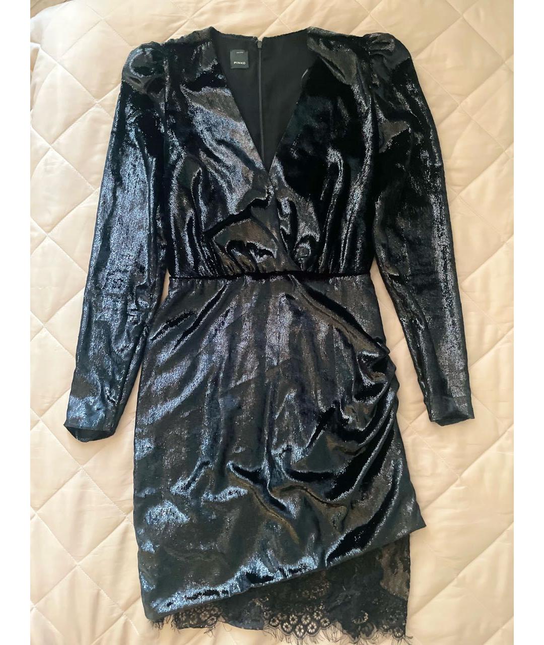 PINKO Черное полиэстеровое вечернее платье, фото 4