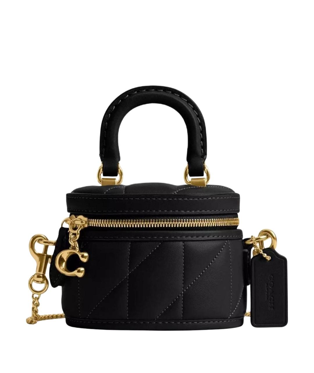 COACH Черная кожаная сумка с короткими ручками, фото 1