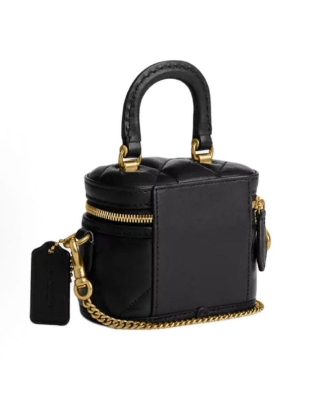 COACH Черная кожаная сумка с короткими ручками, фото 2