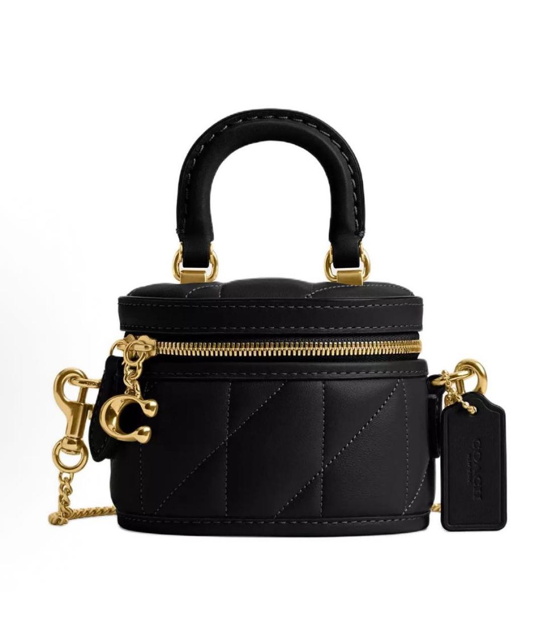 COACH Черная кожаная сумка с короткими ручками, фото 9
