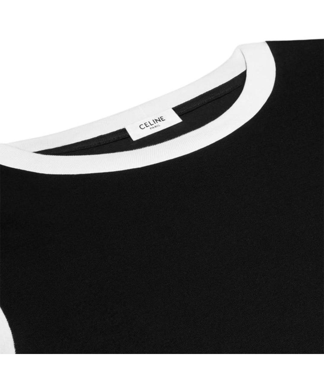 CELINE Черная хлопковая футболка, фото 6