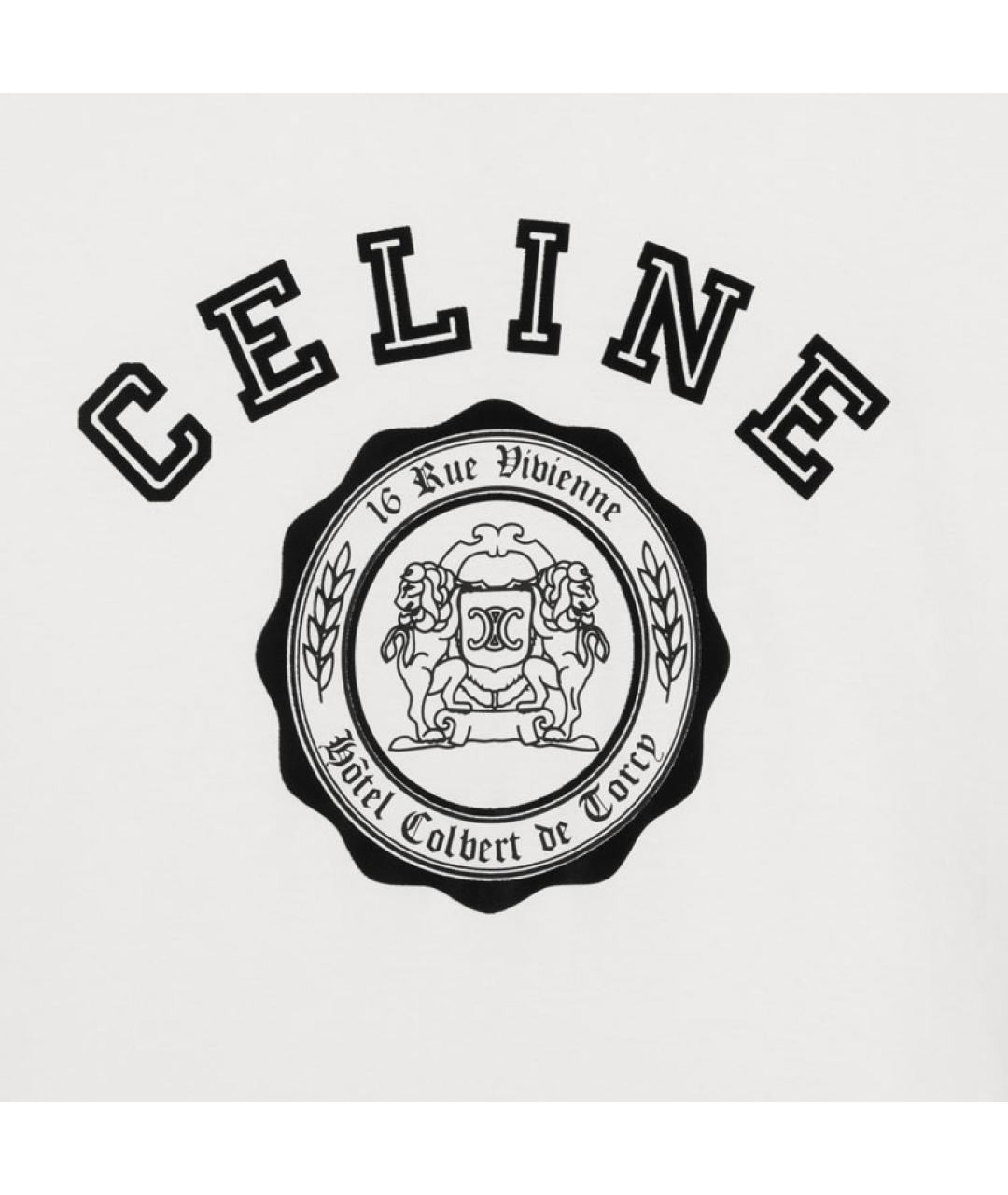 CELINE Белая хлопковая футболка, фото 3