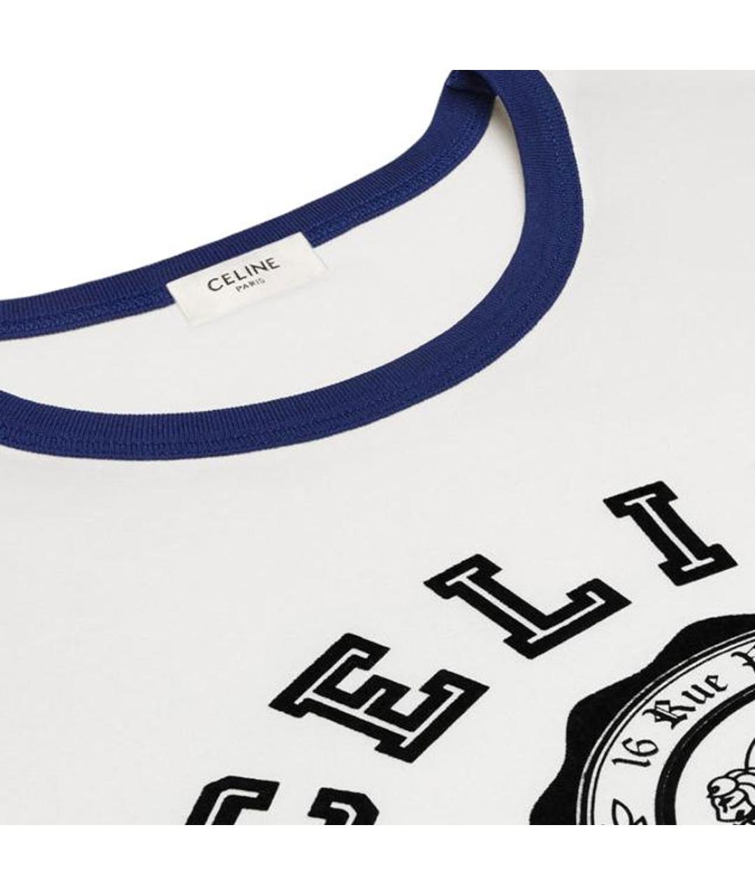 CELINE Белая хлопковая футболка, фото 4