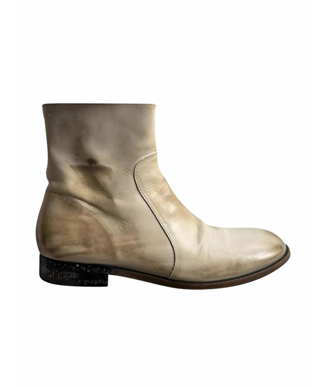 MAISON MARGIELA Белые кожаные высокие ботинки, фото 1