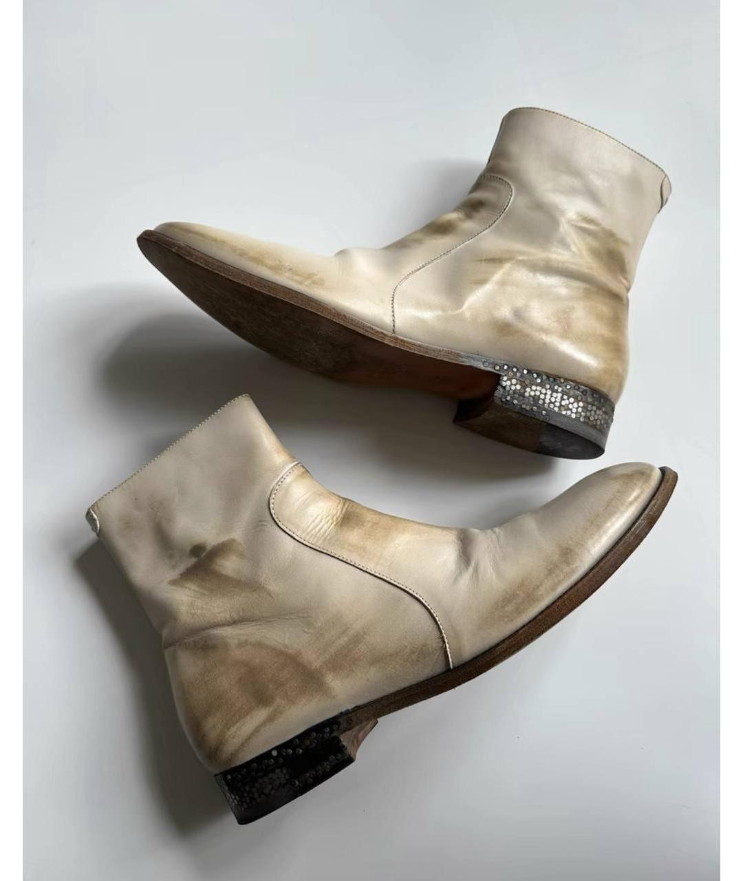 MAISON MARGIELA Белые кожаные высокие ботинки, фото 4