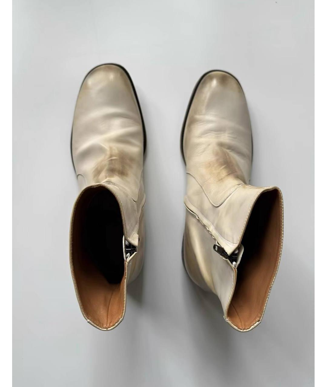 MAISON MARGIELA Белые кожаные высокие ботинки, фото 3