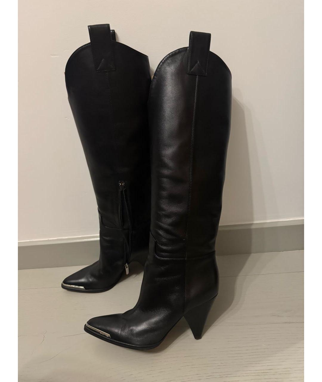 SERGIO ROSSI Черные кожаные сапоги, фото 6