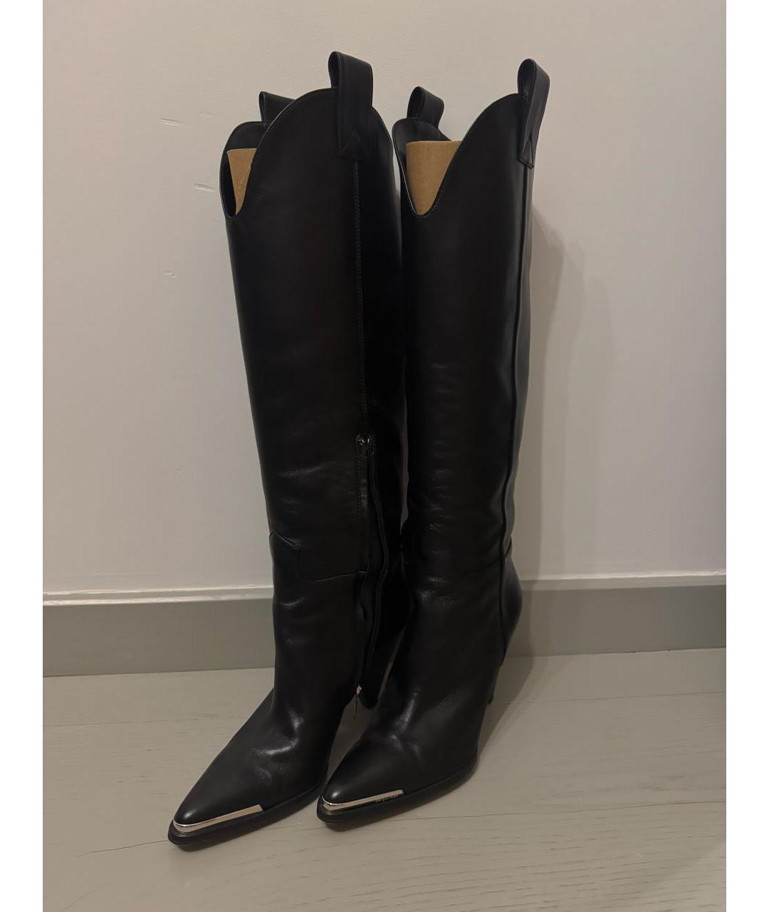 SERGIO ROSSI Черные кожаные сапоги, фото 2