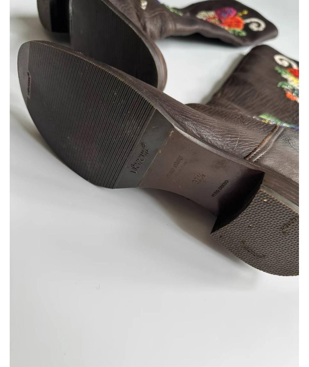 MIU MIU Коричневые кожаные сапоги, фото 5