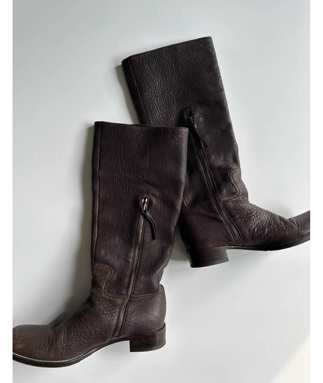 MIU MIU Коричневые кожаные сапоги, фото 4