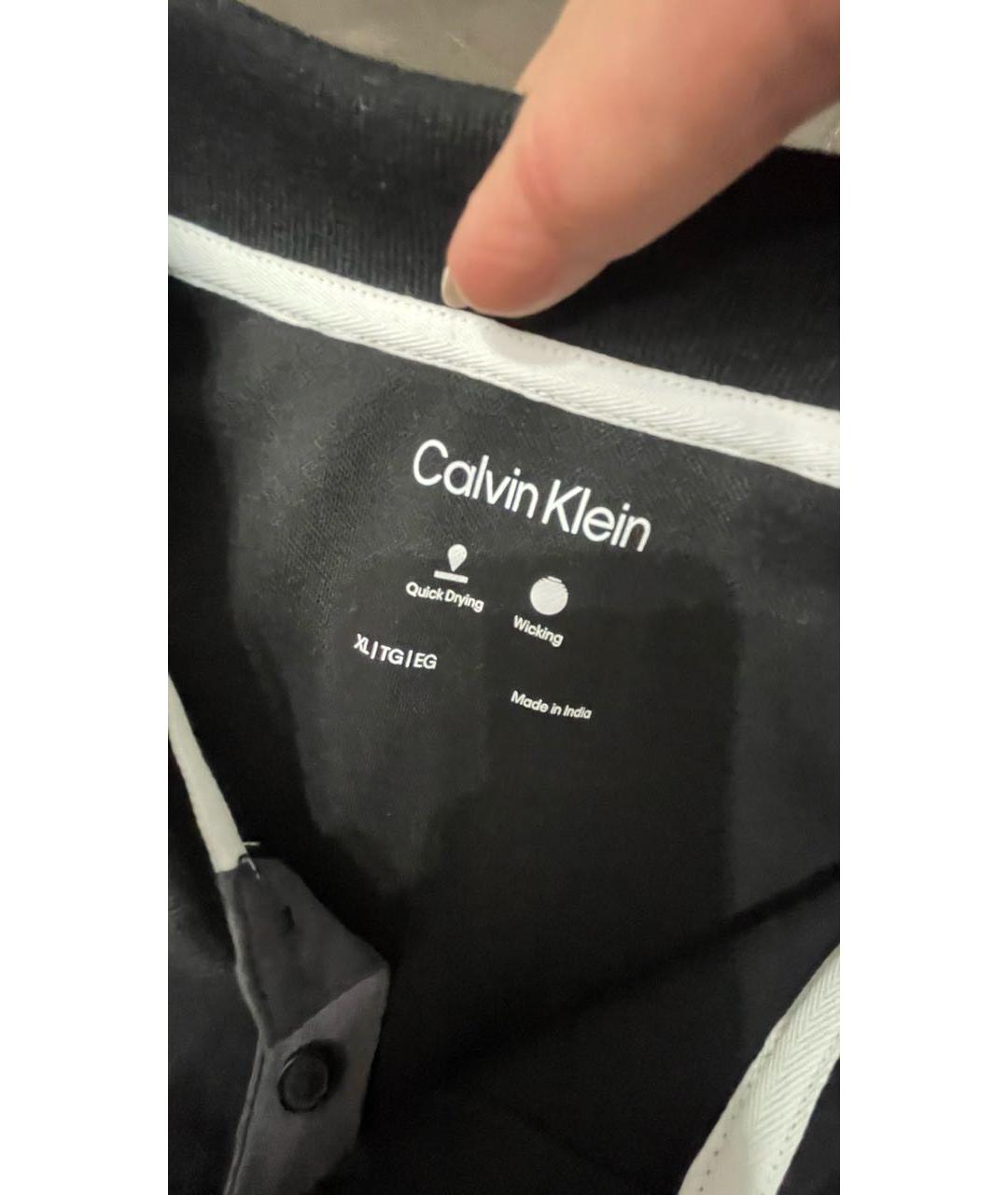 CALVIN KLEIN Черное хлопковое поло с коротким рукавом, фото 4