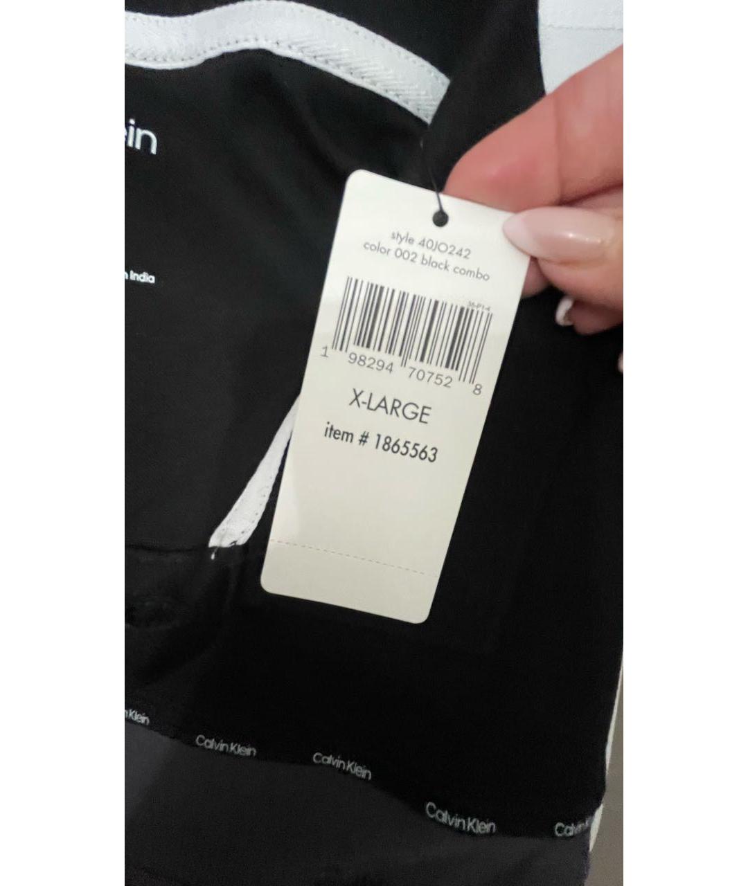 CALVIN KLEIN Черное хлопковое поло с коротким рукавом, фото 5