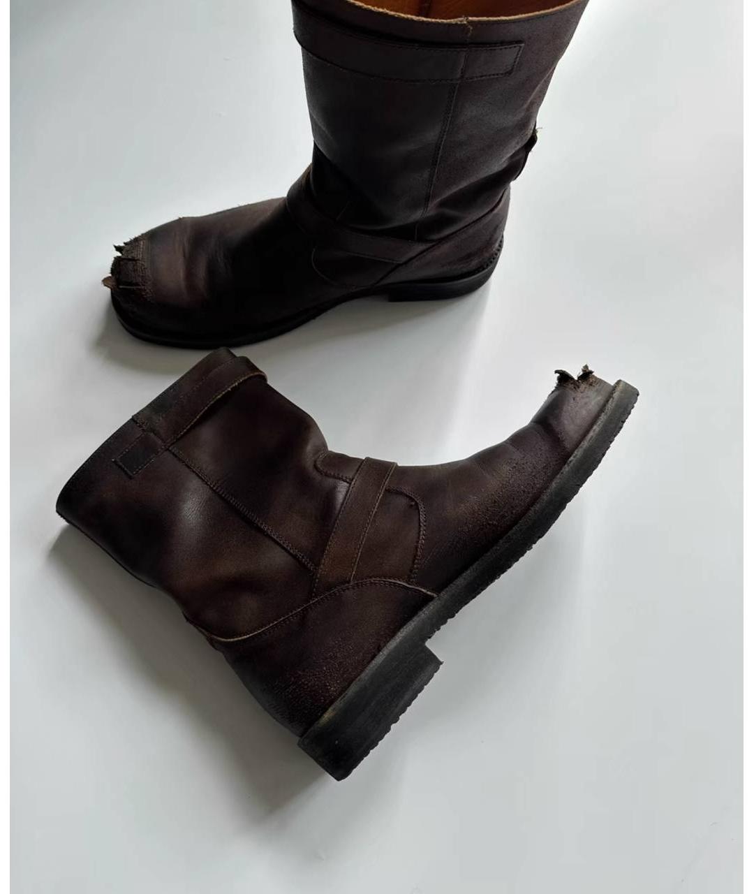 MAISON MARGIELA Коричневые кожаные высокие ботинки, фото 3