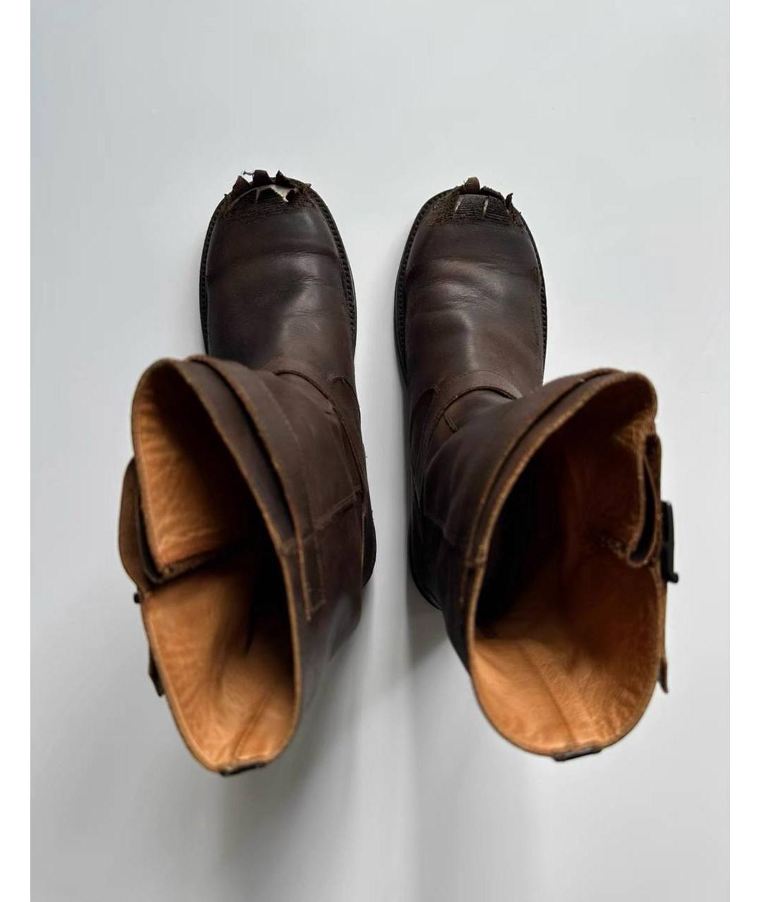MAISON MARGIELA Коричневые кожаные высокие ботинки, фото 4