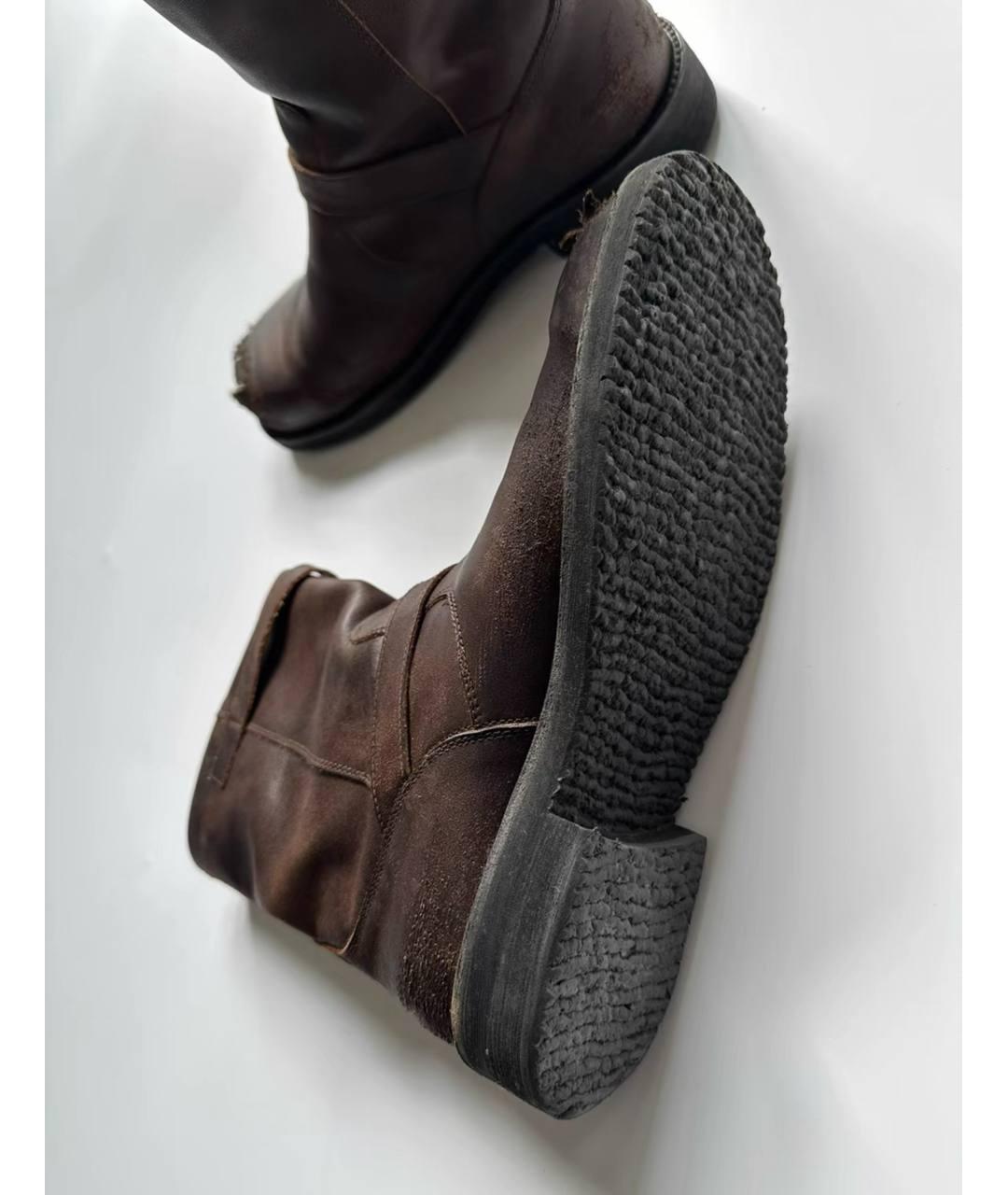 MAISON MARGIELA Коричневые кожаные высокие ботинки, фото 5