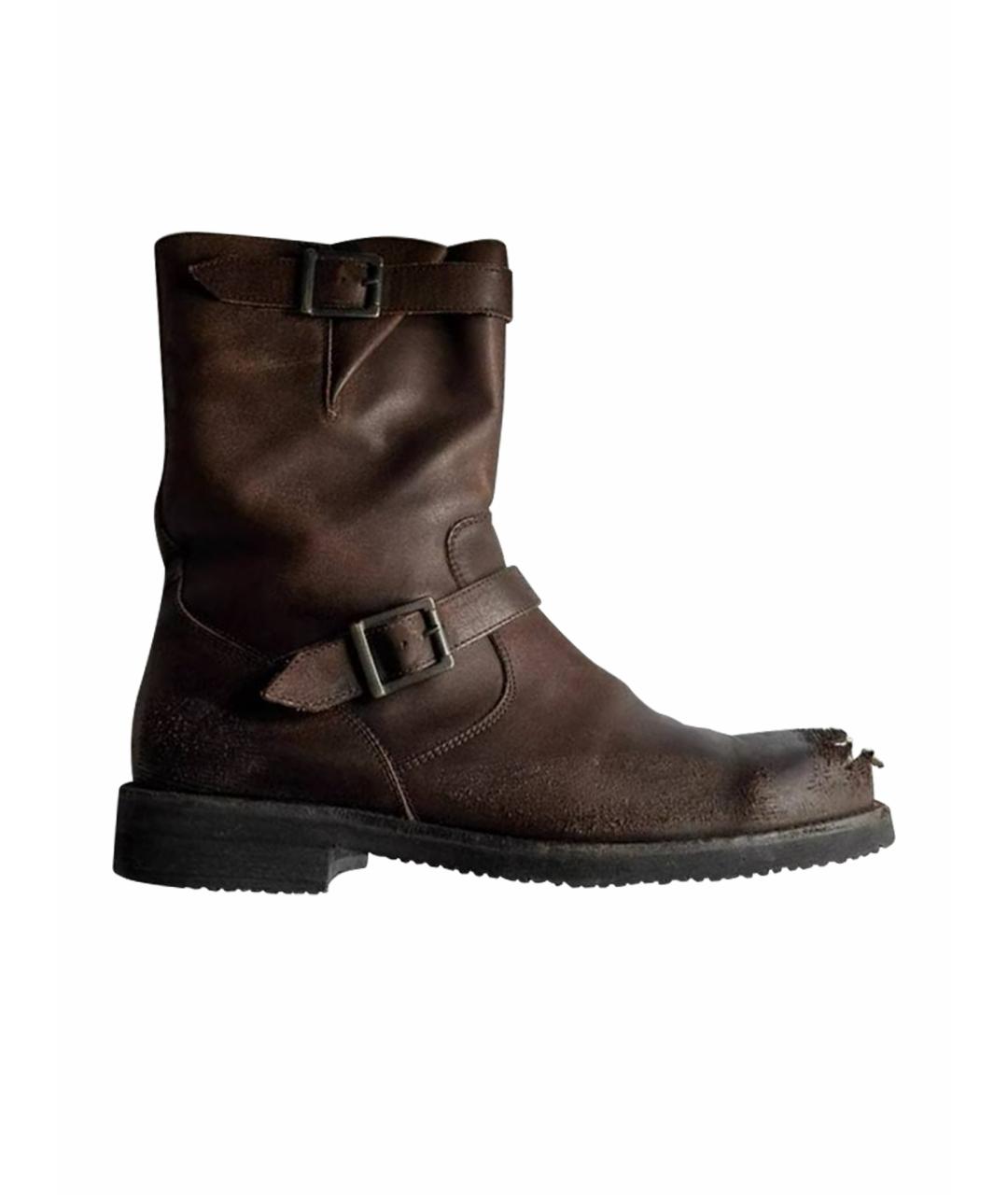 MAISON MARGIELA Коричневые кожаные высокие ботинки, фото 1