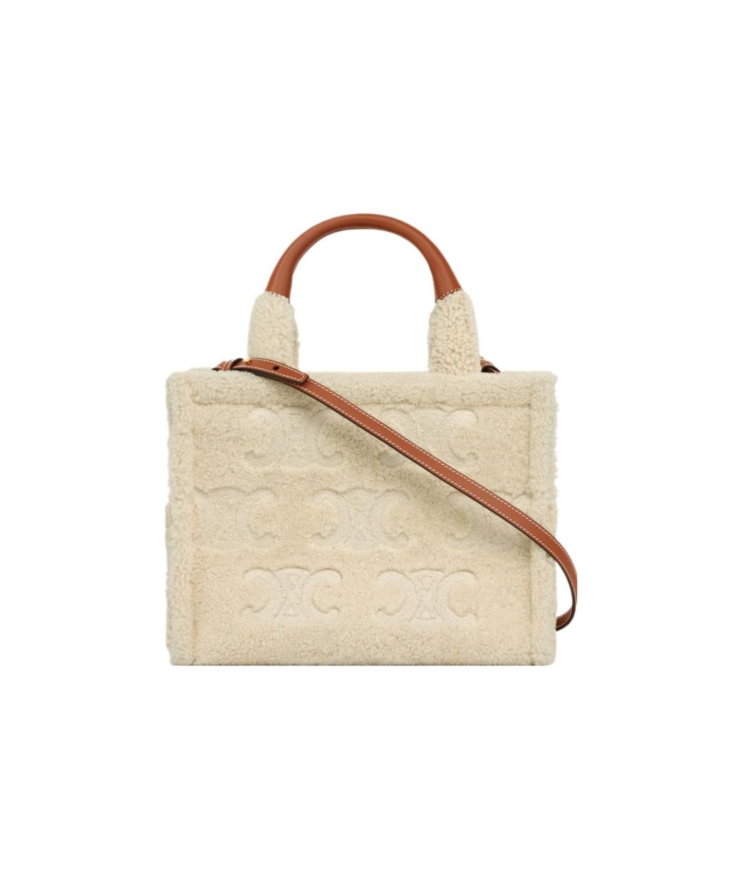 CELINE Бежевая шерстяная сумка через плечо, фото 3