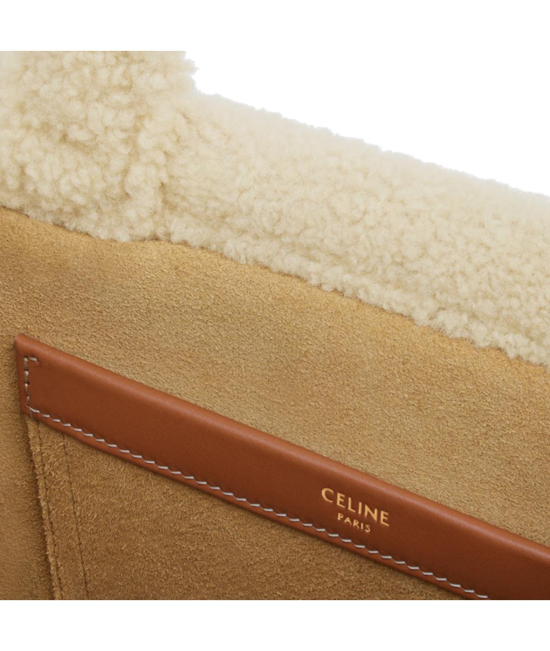 CELINE Бежевая шерстяная сумка через плечо, фото 4
