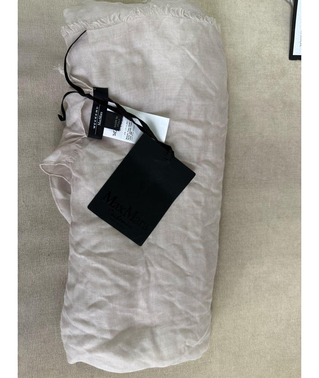 WEEKEND MAX MARA Бежевый шелковый шарф, фото 4