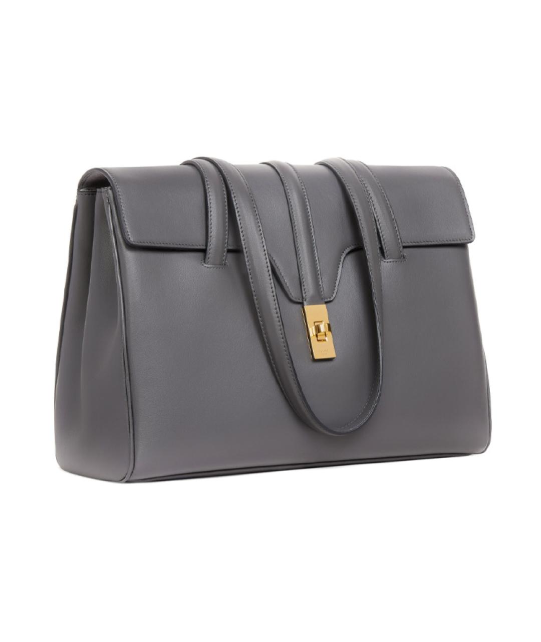 CELINE Антрацитовая кожаная сумка тоут, фото 2