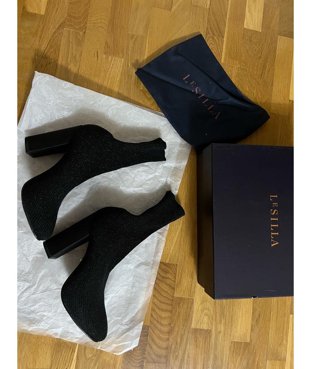 LE SILLA Черные текстильные ботильоны, фото 3