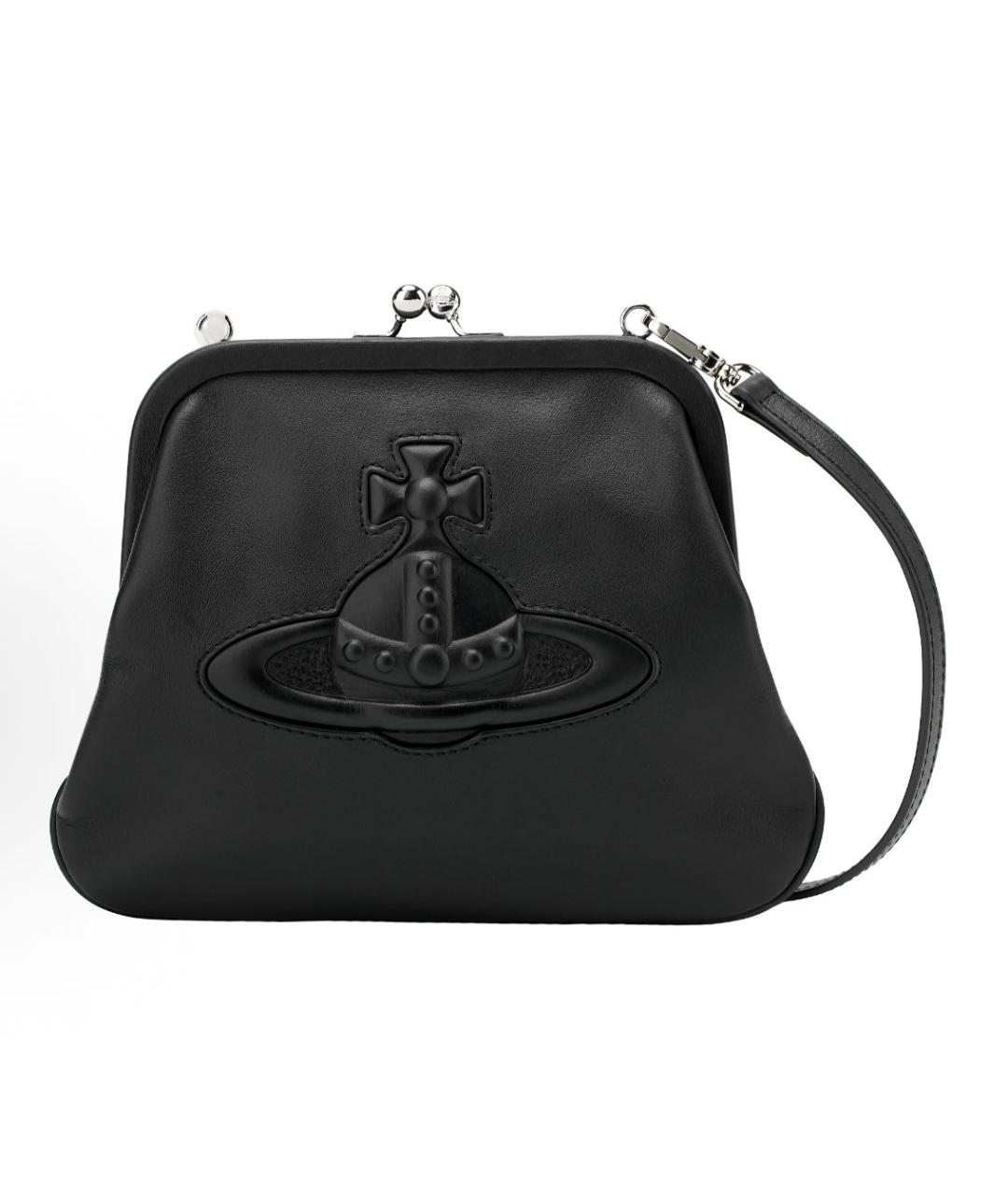 VIVIENNE WESTWOOD Черная кожаная сумка с короткими ручками, фото 8
