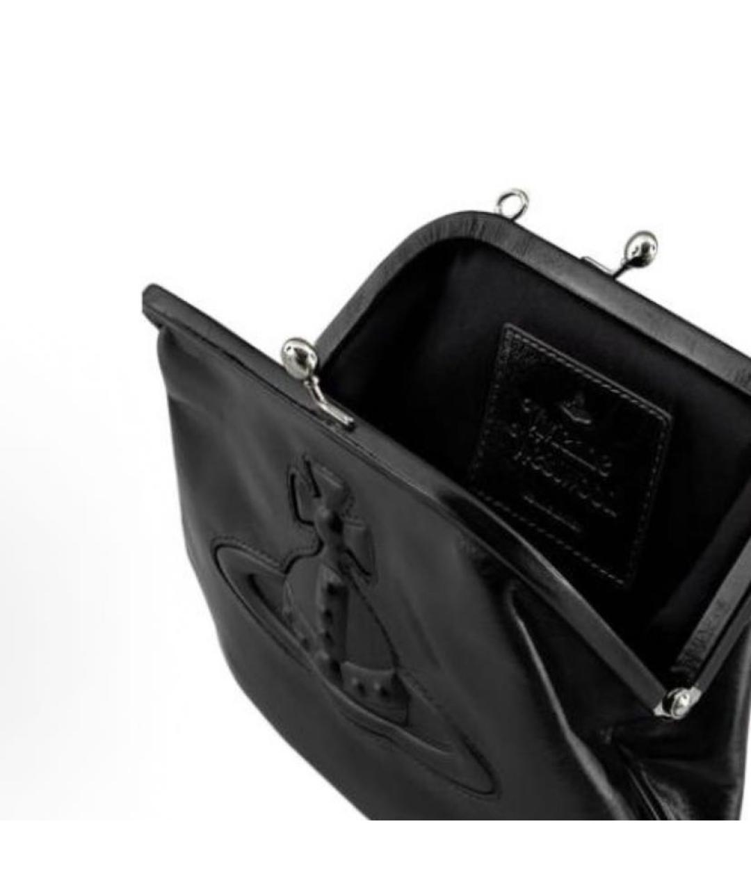 VIVIENNE WESTWOOD Черная кожаная сумка с короткими ручками, фото 4