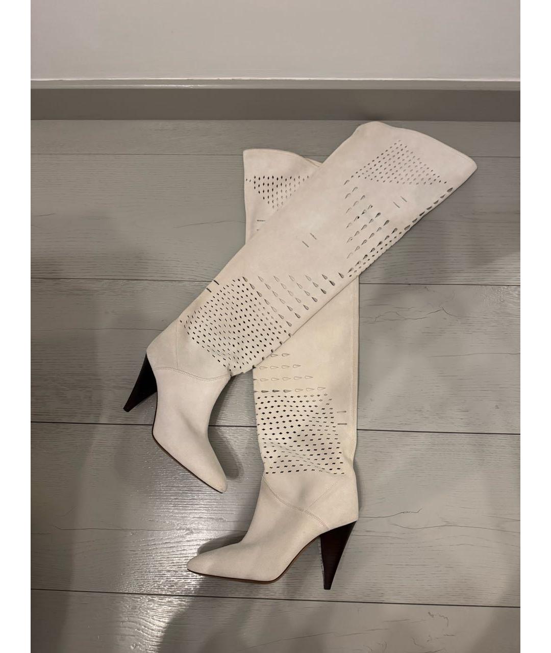 ISABEL MARANT Бежевые замшевые ботфорты, фото 2