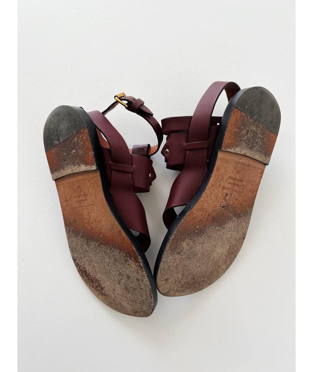 ISABEL MARANT Бордовые кожаные босоножки, фото 6
