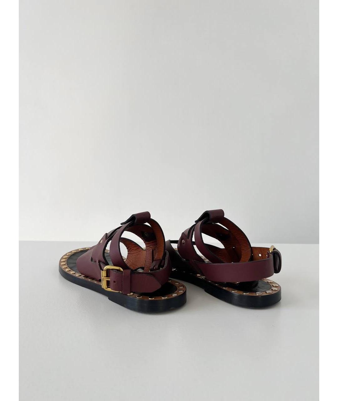 ISABEL MARANT Бордовые кожаные босоножки, фото 4