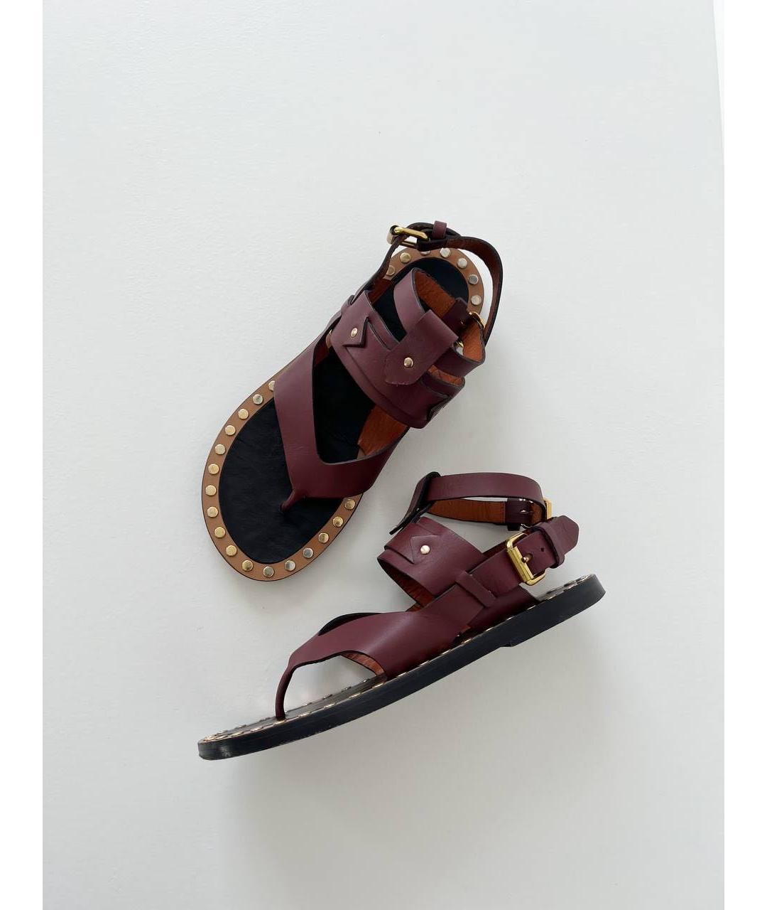 ISABEL MARANT Бордовые кожаные босоножки, фото 2