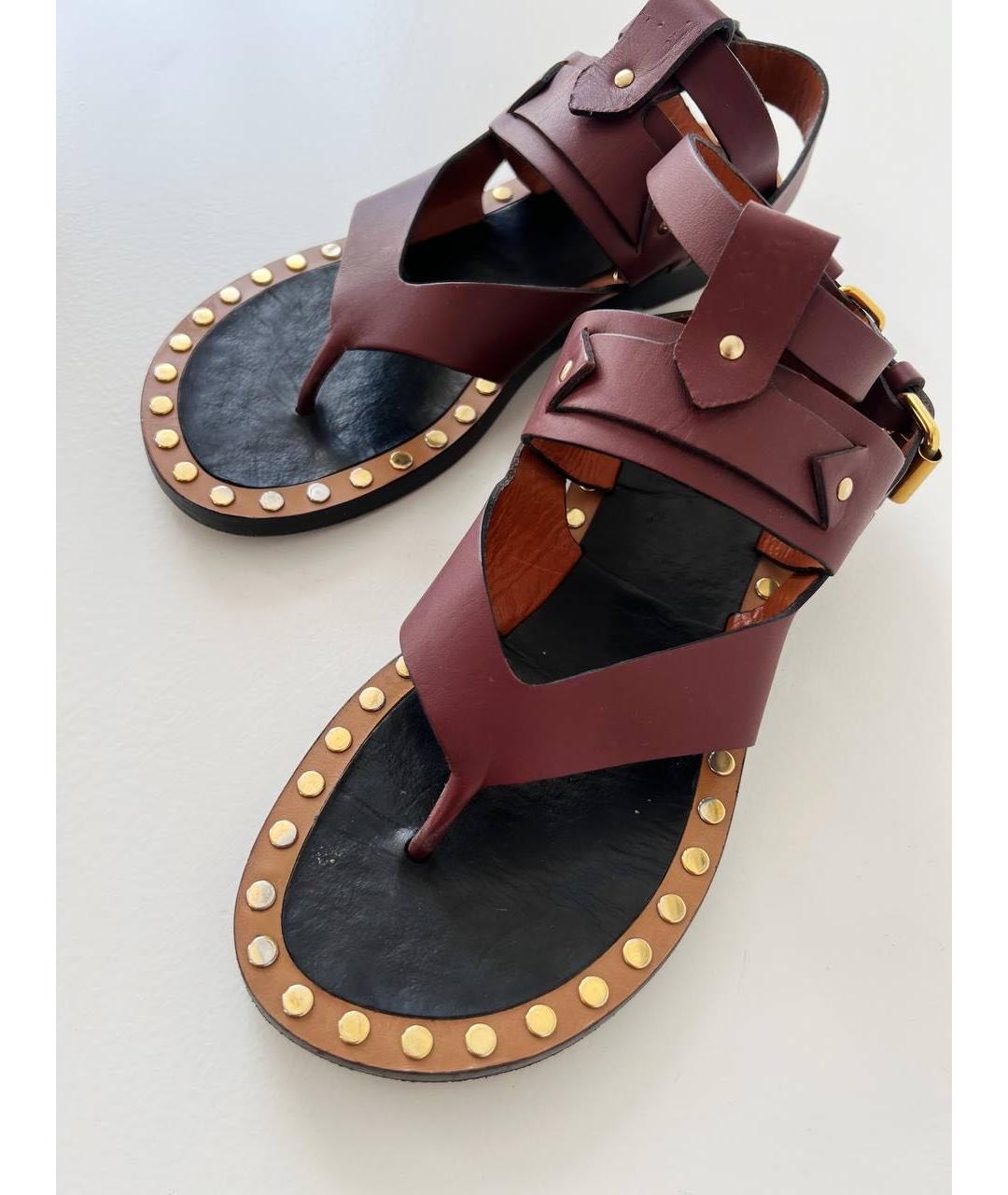 ISABEL MARANT Бордовые кожаные босоножки, фото 3