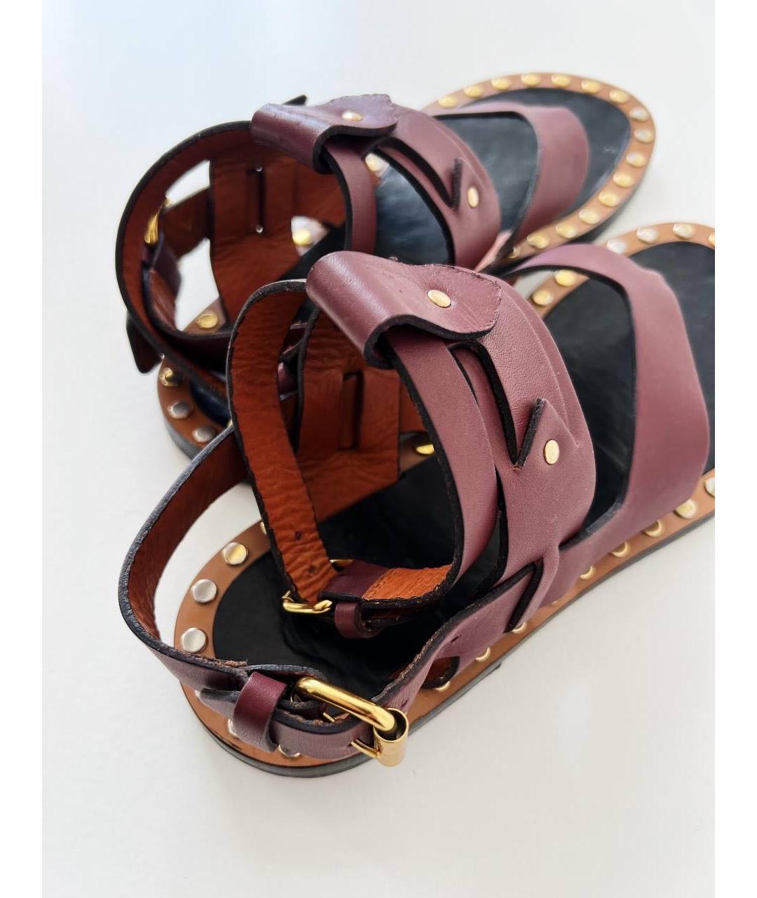 ISABEL MARANT Бордовые кожаные босоножки, фото 5