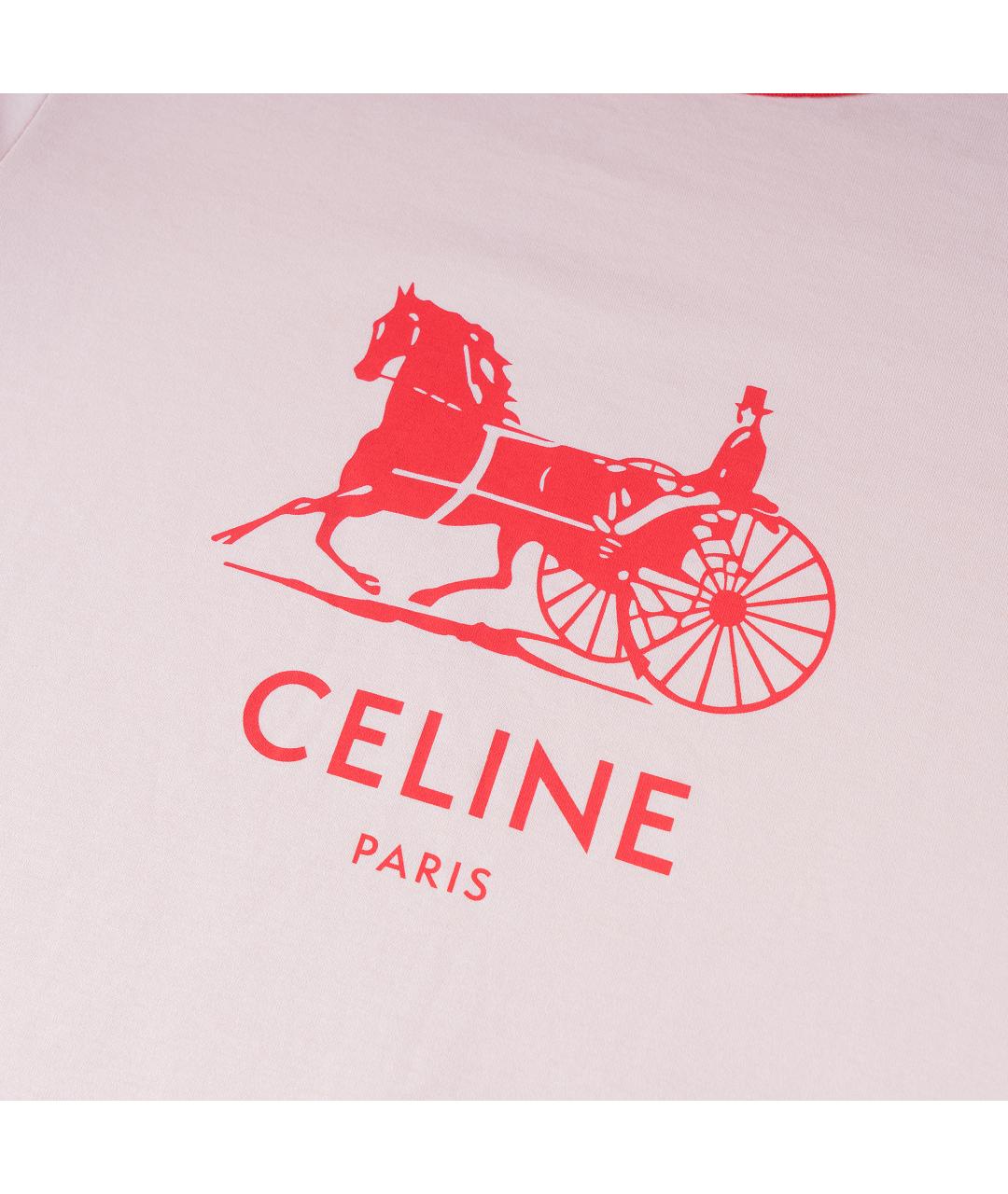 CELINE Розовая хлопковая футболка, фото 5