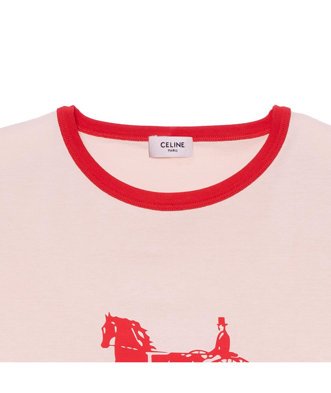 CELINE Розовая хлопковая футболка, фото 3