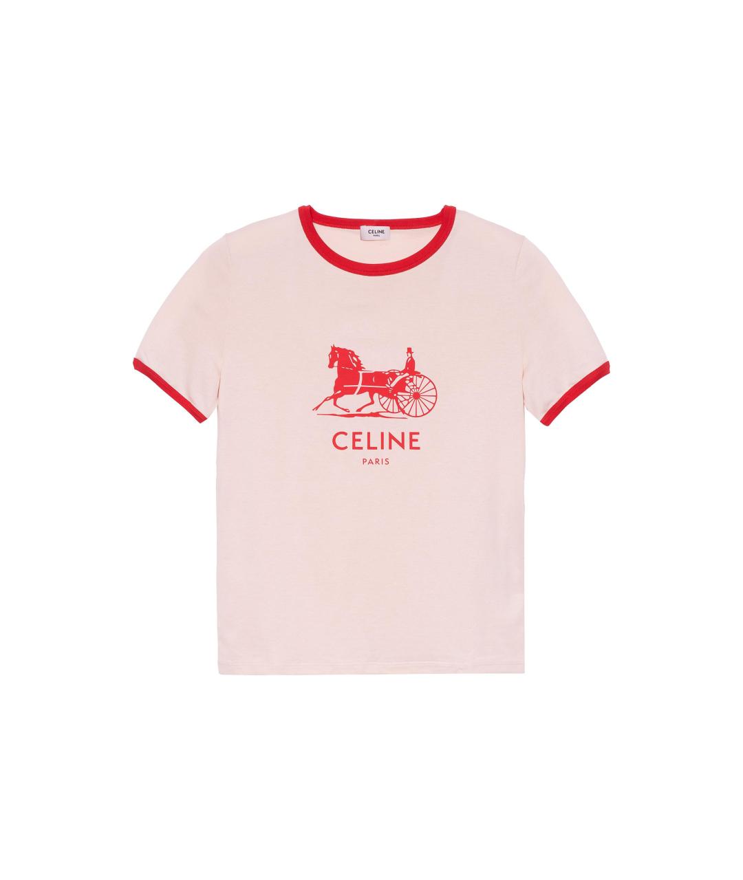 CELINE Розовая хлопковая футболка, фото 1