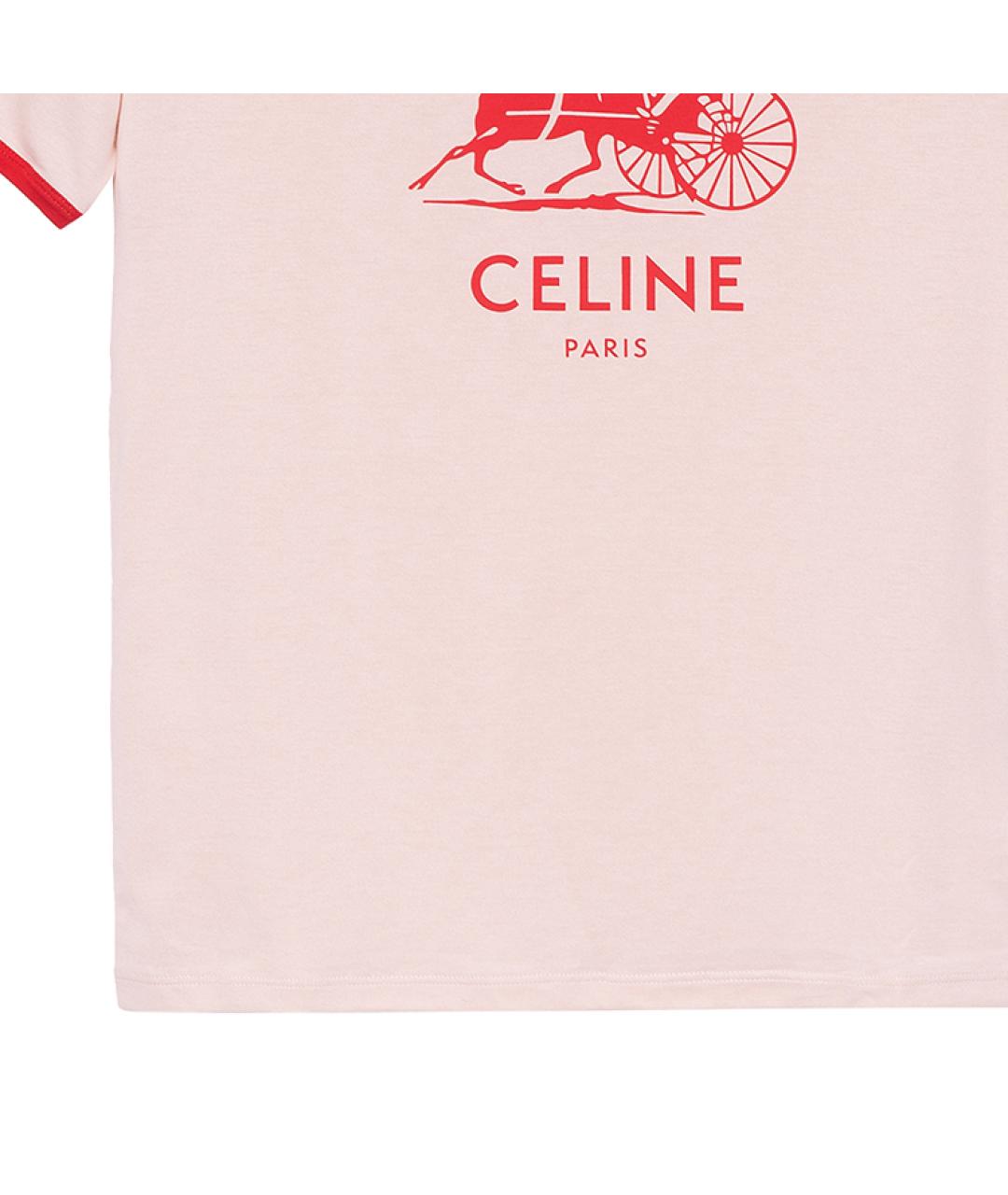 CELINE Розовая хлопковая футболка, фото 7