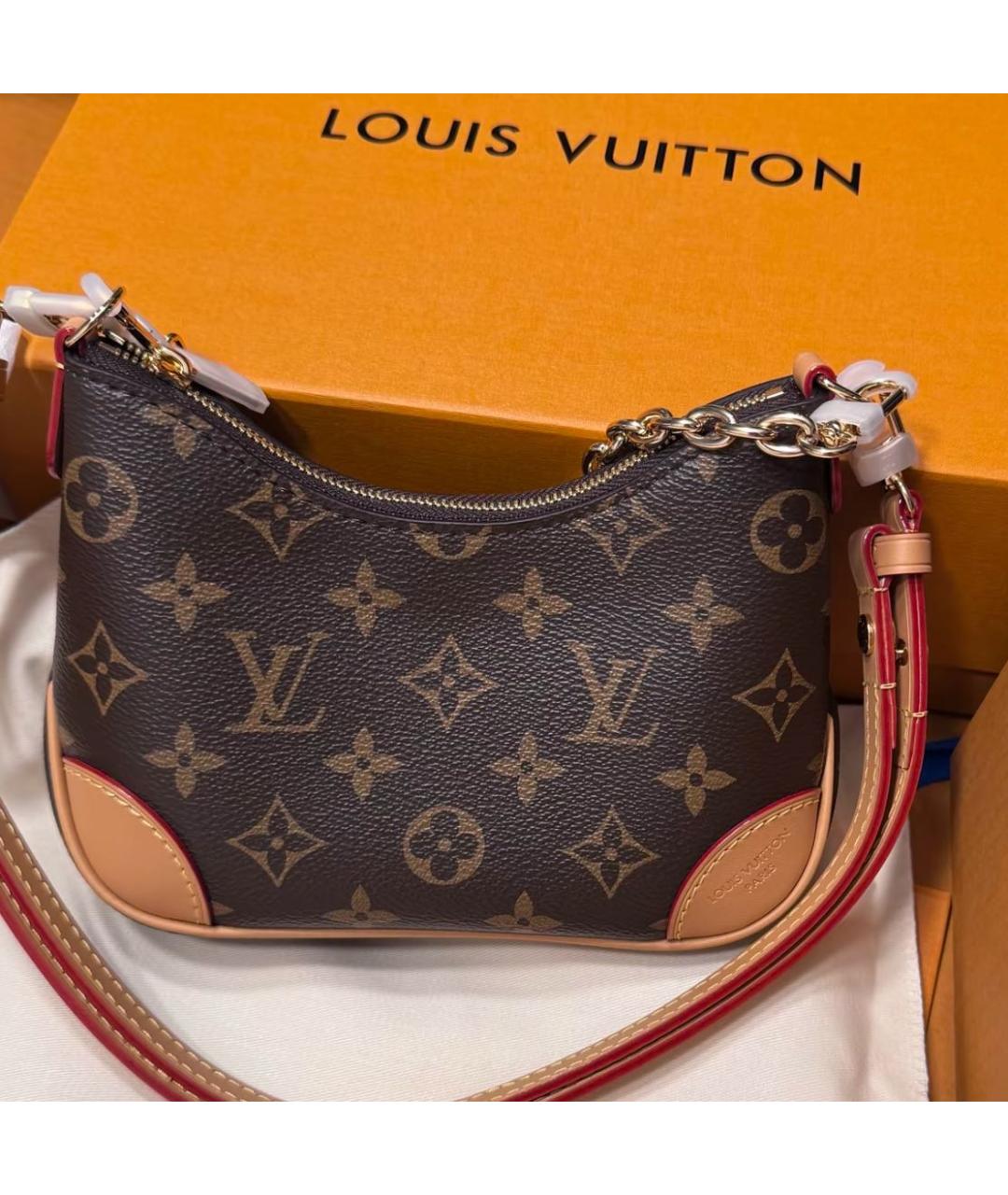 LOUIS VUITTON Коричневая кожаная сумка через плечо, фото 3