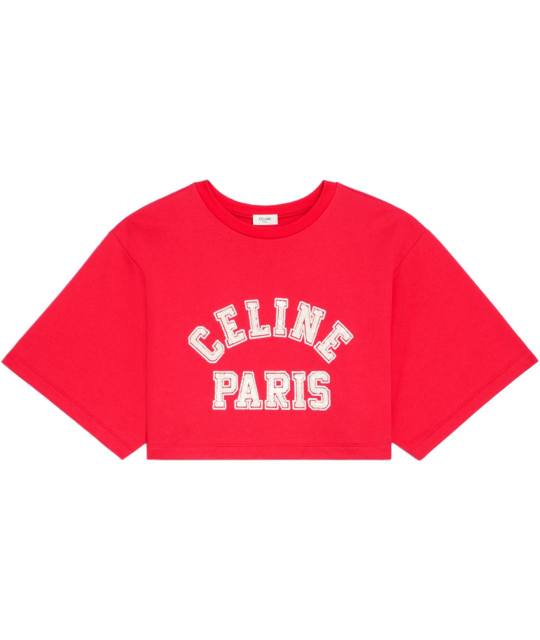 CELINE Красная хлопковая футболка, фото 1