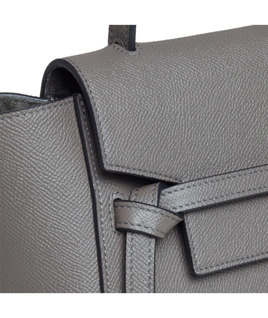 CELINE Серая кожаная сумка с короткими ручками, фото 7