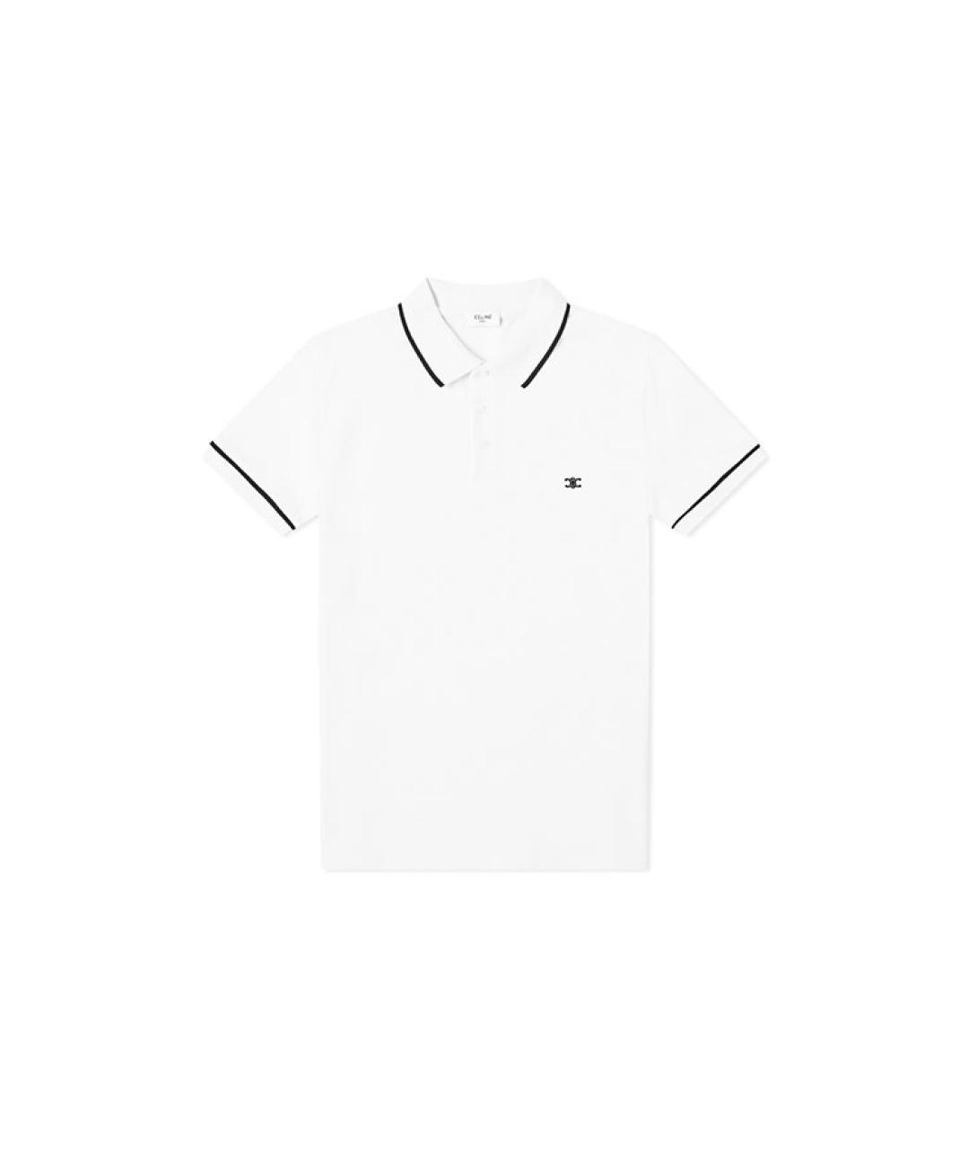 CELINE Белое хлопковое поло с коротким рукавом, фото 1