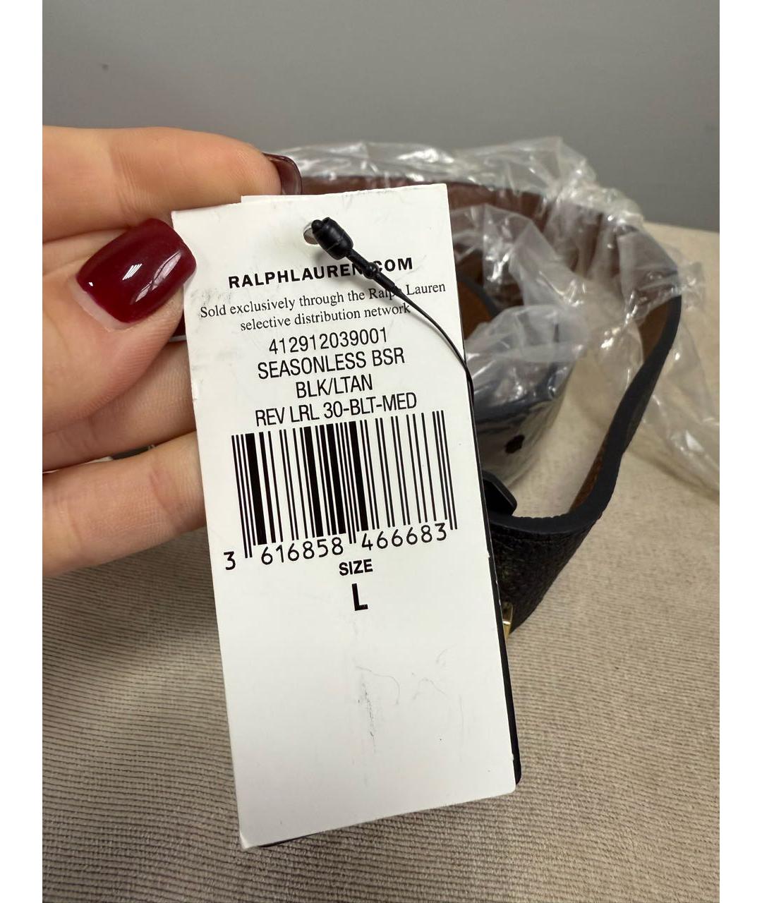 RALPH LAUREN Черный кожаный ремень, фото 3